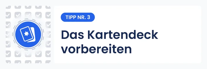 Illustration von Tipp Nr. 3 f&uuml;r die Kartenlegung: Reinigen und bereiten Sie Ihr Kartenspiel vor jeder Legung vor, um klare und zuverl&auml;ssige Energien zu garantieren