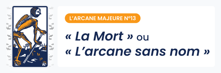 Illustration de l’arcane majeur n°13 « La Mort » dans le tarot, symbole de transformation, de fin de cycle et de renaissance, associé au symbolisme spirituel d’Halloween.