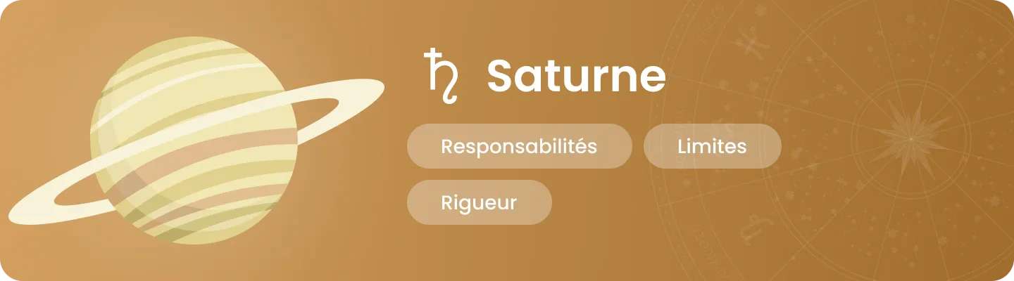 Illustration de la plan&egrave;te Saturne avec les mots-cl&eacute;s &laquo; Responsabilit&eacute;s, Rigueur, Limites &raquo;.