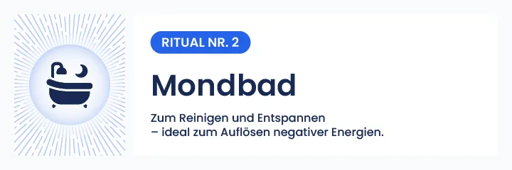 Illustration des Mondbad-Rituals, um sich von negativen Energien zu reinigen - Von Manticus vorgeschlagenes energetisches Ritual, um Spannungen zu lösen und das Mondlicht willkommen zu heissen.