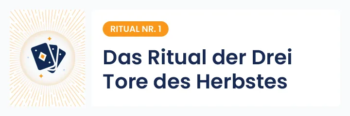 Illustration des Rituals der Drei Tore des Herbstes, ein Symbol für spirituelle Transformation zu Halloween durch Kartenziehen und innere Reflexion.