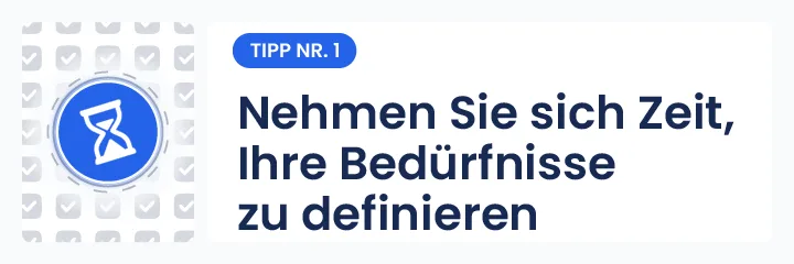Darstellung zur ersten Empfehlung für die Wahl eines seriösen Wahrsagers: „Nehmen Sie sich Zeit, Ihre Bedürfnisse zu definieren“ – Manticus-Artikel zur Orientierung der Nutzer zu einem vertrauensvollen Experten