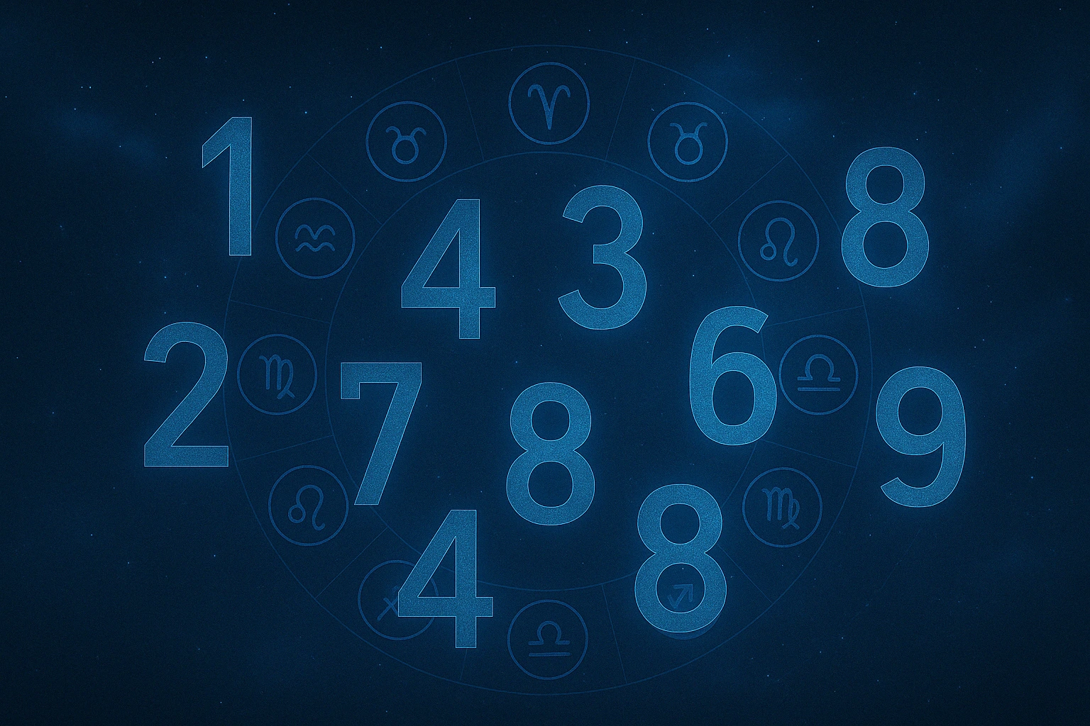 Illustration céleste de la définition de la numérologie – symbolique des chiffres et correspondance avec les signes astrologiques sur IdealVoyance